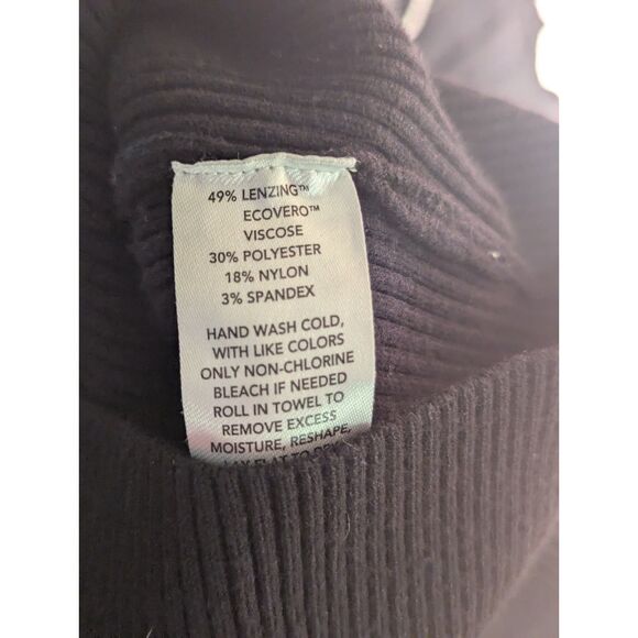 Open Edit Black Ribbed Knit Square Neck Long Sleeve Top M - Picture 3 of 5